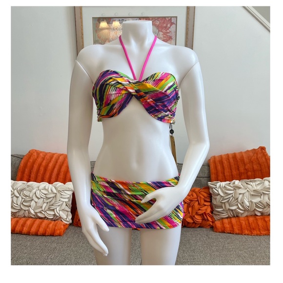❣️🆕A.Che Colorful Bandeau Top & Skirt Bottom Bikini❣️ - Picture 1 of 10